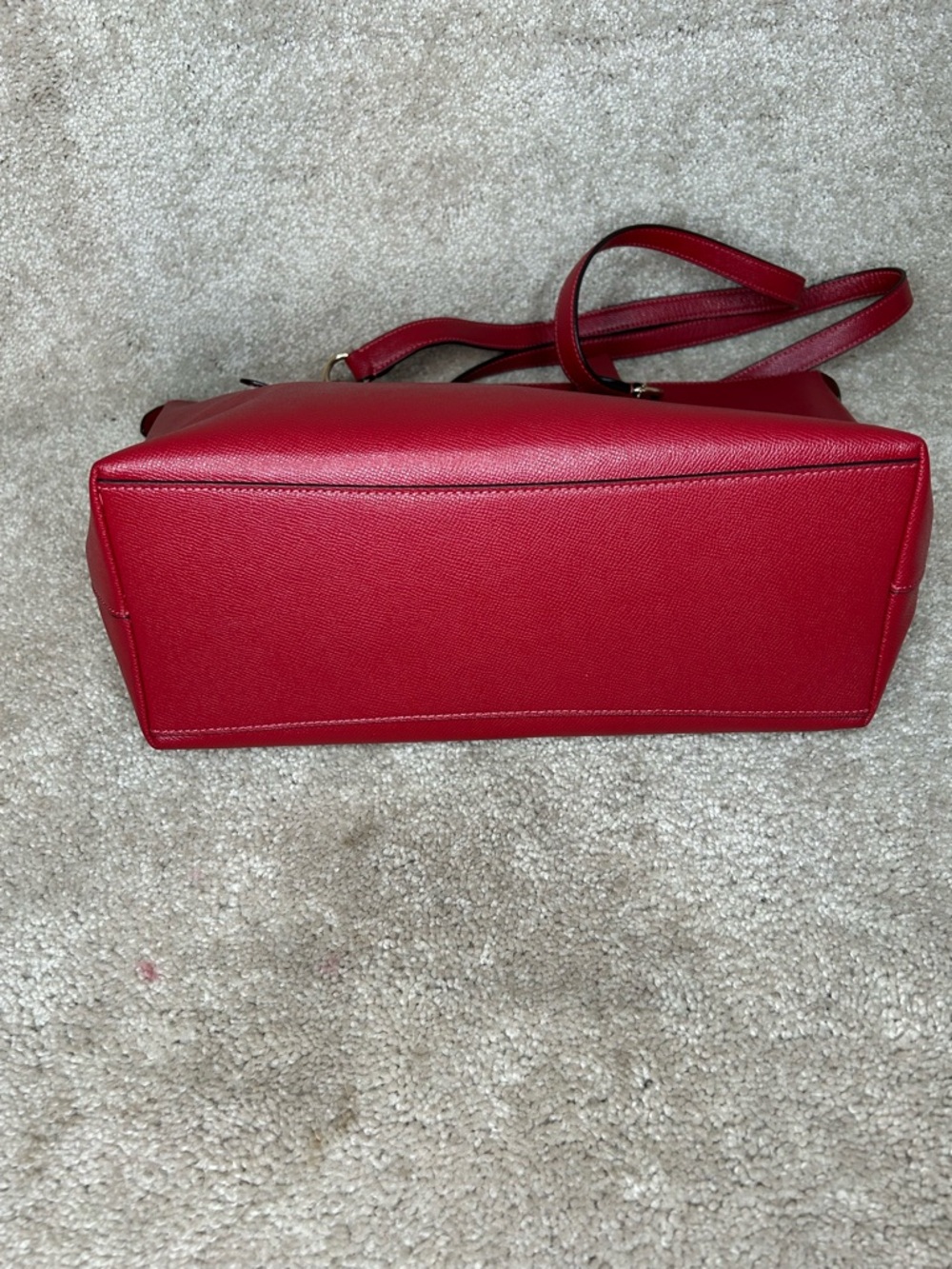 COACH 79608 Gallery Tote Crossgrain Leather Shoulder Bag Gold/Red Apple - Picture 5 of 12